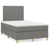 vidaXL Boxspringbett mit Matratze Dunkelgrau 120x200 cm Stoff