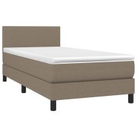 WOWONA Boxspringbett mit Matratze &amp; LED Taupe 80x200 cm Stoff