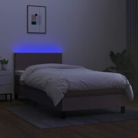 WOWONA Boxspringbett mit Matratze &amp; LED Taupe 80x200 cm Stoff