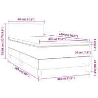 WOWONA Boxspringbett mit Matratze &amp; LED Taupe 80x200 cm Stoff