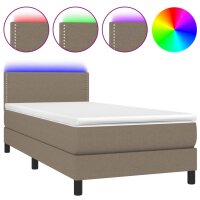 vidaXL Boxspringbett mit Matratze &amp; LED Taupe 80x200 cm Stoff