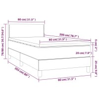 vidaXL Boxspringbett mit Matratze &amp; LED Taupe 80x200 cm Stoff