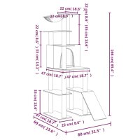 vidaXL Kratzbaum mit Sisal-Kratzs&auml;ulen Hellgrau 166 cm