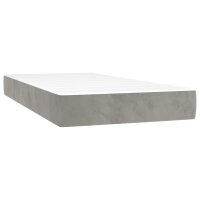 vidaXL Boxspringbett mit Matratze &amp; LED Hellgrau 200x200 cm Samt