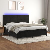 vidaXL Boxspringbett mit Matratze &amp; LED Schwarz 200x200 cm Samt