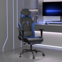 vidaXL Gaming-Stuhl mit Massage &amp; Fu&szlig;st&uuml;tze Schwarz &amp; Blau Kunstleder