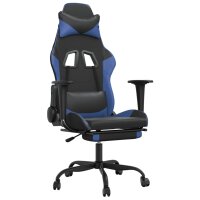 vidaXL Gaming-Stuhl mit Massage &amp; Fu&szlig;st&uuml;tze Schwarz &amp; Blau Kunstleder