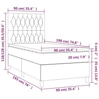 vidaXL Boxspringbett mit Matratze &amp; LED Dunkelgrau 90x190 cm Samt