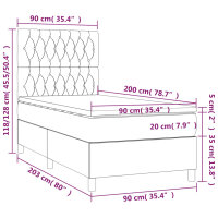 vidaXL Boxspringbett mit Matratze &amp; LED Rosa 90x200 cm Samt