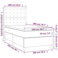 vidaXL Boxspringbett mit Matratze &amp; LED Rosa 100x200 cm Samt