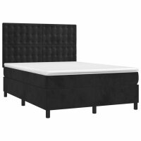 vidaXL Boxspringbett mit Matratze &amp; LED Schwarz 140x190 cm Samt