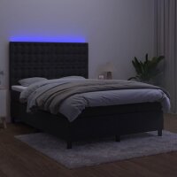 vidaXL Boxspringbett mit Matratze &amp; LED Schwarz 140x190 cm Samt