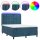 vidaXL Boxspringbett mit Matratze &amp; LED Dunkelblau 140x200 cm Samt