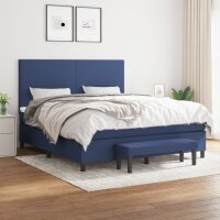 vidaXL Boxspringbett mit Matratze Blau 180x200 cm Stoff