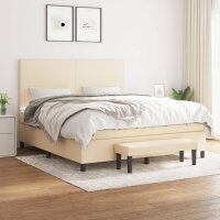 vidaXL Boxspringbett mit Matratze Creme 180x200 cm Stoff