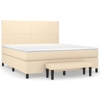 vidaXL Boxspringbett mit Matratze Creme 180x200 cm Stoff