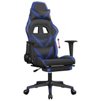 vidaXL Gaming-Stuhl mit Fu&szlig;st&uuml;tze Schwarz und Blau Kunstleder