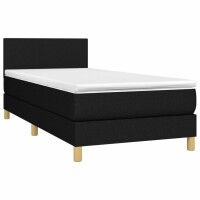 WOWONA Boxspringbett mit Matratze &amp; LED Schwarz 90x200 cm Stoff