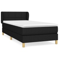 vidaXL Boxspringbett mit Matratze Schwarz 90x200 cm Stoff