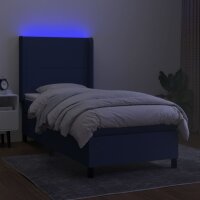 WOWONA Boxspringbett mit Matratze &amp; LED Blau 90x200 cm Stoff