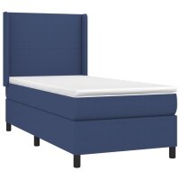 WOWONA Boxspringbett mit Matratze &amp; LED Blau 90x200 cm Stoff