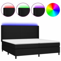 vidaXL Boxspringbett mit Matratze &amp; LED Schwarz 200x200 cm Stoff