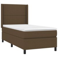 vidaXL Boxspringbett mit Matratze &amp; LED Dunkelbraun 80x200 cm Stoff