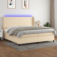 vidaXL Boxspringbett mit Matratze &amp; LED Creme 200x200 cm Stoff