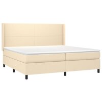 vidaXL Boxspringbett mit Matratze &amp; LED Creme 200x200 cm Stoff