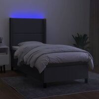 vidaXL Boxspringbett mit Matratze &amp; LED Dunkelgrau 80x200 cm Stoff