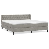 vidaXL Boxspringbett mit Matratze Hellgrau 180x200 cm Samt