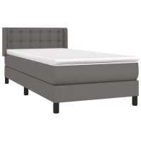 vidaXL Boxspringbett mit Matratze Grau 90x200 cm Kunstleder