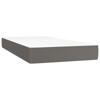 vidaXL Boxspringbett mit Matratze Grau 90x200 cm Kunstleder