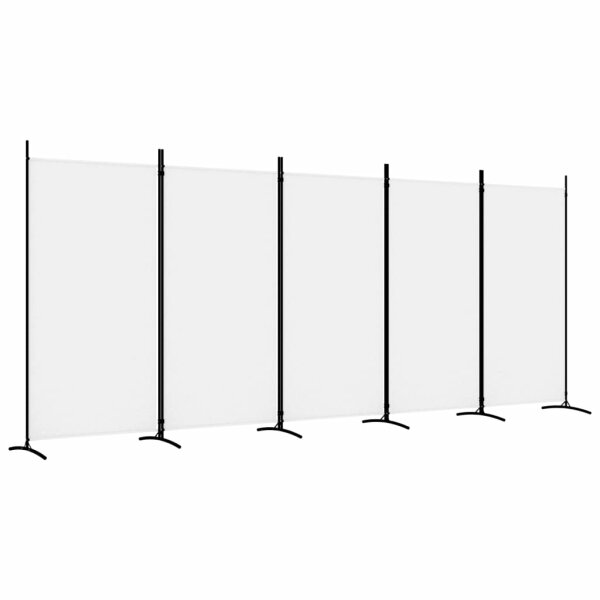 vidaXL 5-tlg. Paravent Weiß 433x180 cm Stoff