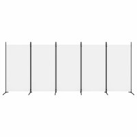 vidaXL 5-tlg. Paravent Weiß 433x180 cm Stoff