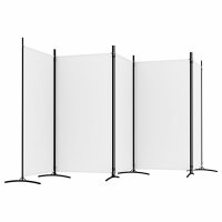 vidaXL 5-tlg. Paravent Weiß 433x180 cm Stoff