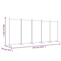 vidaXL 5-tlg. Paravent Weiß 433x180 cm Stoff