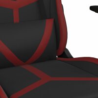 vidaXL Gaming-Stuhl mit Massage &amp; Fu&szlig;st&uuml;tze Schwarz Weinrot Kunstleder