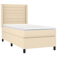 vidaXL Boxspringbett mit Matratze &amp; LED Creme 90x200 cm Stoff