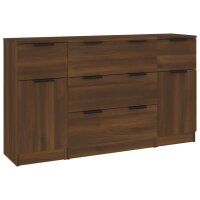 vidaXL 3-tlg. Sideboard-Set Braun Eichen-Optik Holzwerkstoff