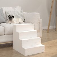 vidaXL Haustiertreppe Weiß 40x49x47 cm Massivholz...