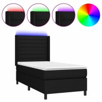 vidaXL Boxspringbett mit Matratze &amp; LED Schwarz 100x200 cm Stoff