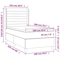 vidaXL Boxspringbett mit Matratze &amp; LED Dunkelbraun 100x200 cm Stoff