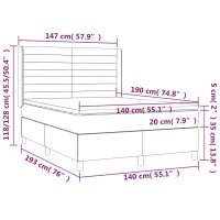 vidaXL Boxspringbett mit Matratze &amp; LED Creme 140x190 cm Stoff