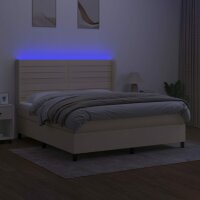 vidaXL Boxspringbett mit Matratze &amp; LED Creme 180x200 cm Stoff