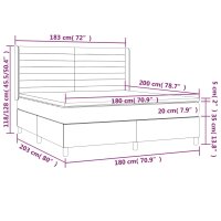 vidaXL Boxspringbett mit Matratze &amp; LED Creme 180x200 cm Stoff