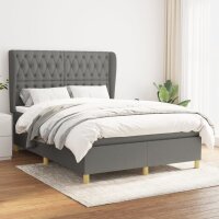 vidaXL Boxspringbett mit Matratze Dunkelgrau 140x190 cm Stoff