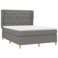 vidaXL Boxspringbett mit Matratze Dunkelgrau 140x190 cm Stoff