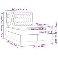 vidaXL Boxspringbett mit Matratze Dunkelgrau 140x190 cm Stoff