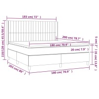 vidaXL Boxspringbett mit Matratze &amp; LED Hellgrau 180x200 cm Stoff